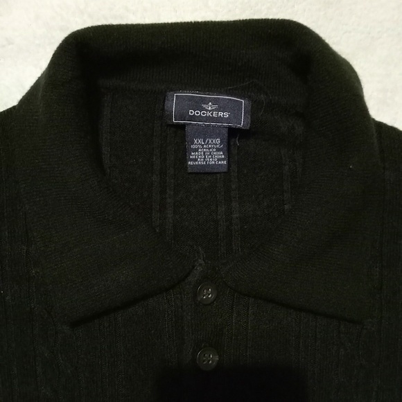 Dockers Black Collared Crew Neck Super Soft Knit Sweater Men's size XXL - Picture 2 of 11